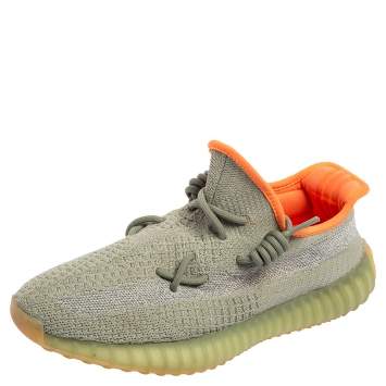 Pre Owned Yeezy x Adidas Green Knit Fabric Boost 350 V2 Dessert Sage Sneakers Size 42 2/3