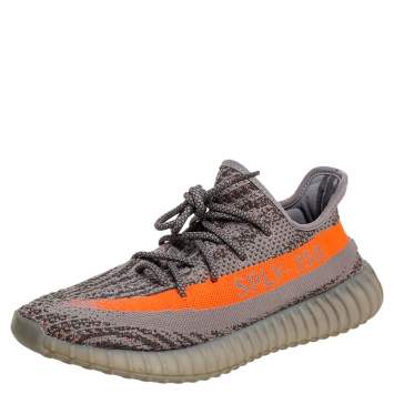 Pre Owned Yeezy x Adidas Grey  Cotton Knit Boost 350 V2 Non-Reflective Sneakers Size 42 2/3