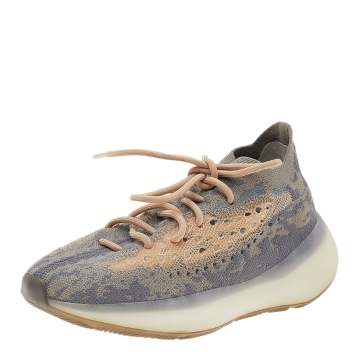 Pre Owned Yeezy x Adidas Grey/Beige Knit Fabric Boost 380 V2 Mist Low Top Sneakers Size 40 2/3