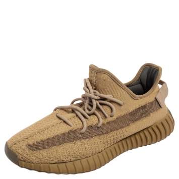 Pre Owned Yeezy x Adidas Beige Cotton Knit Boost 350 V2 Lundmark Non-Reflective Sneakers Size 45 2/3