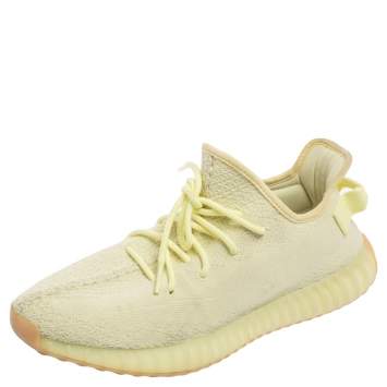 Pre Owned Yeezy x Adidas Green Knit Fabric Boost 350 V2 Sneakers Size 46 2/3
