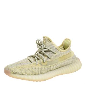 Pre Owned Yeezy x adidas Yellow Knit Fabric Boost 350 V2 Antlia Sneakers Size 42