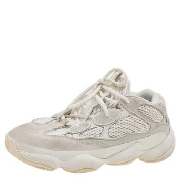 Pre Owned Yeezy x adidas White Mesh And Suede 500 Bone Sneakers Size 39 1/3