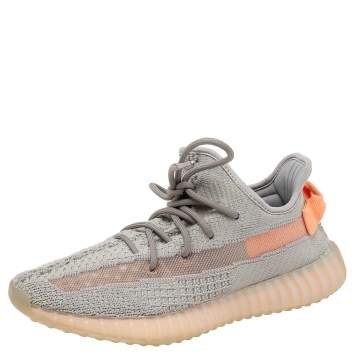 Pre Owned Adidas Yeezy Grey Knit Fabric 350 V2 Israfil Sneakers Size 41 1/3