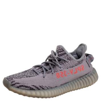 Pre Owned Adidas Yeezy Boost 350 V2 Beluga Grey Knit Fabric Sneakers Size 40 2/3