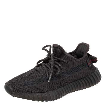 Pre Owned Adidas Yeezy Black Knit Fabric Boost 350 V2 Cinder Reflective Sneakers Size 37 2/3