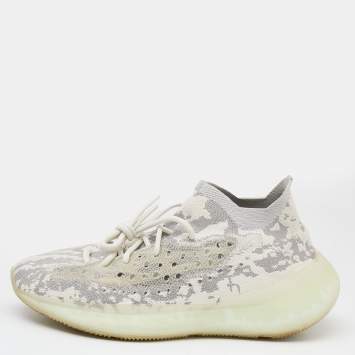 Pre Owned Yeezy x Adidas Grey/White Knit Fabric Boost 380 Alien Sneakers Size 44