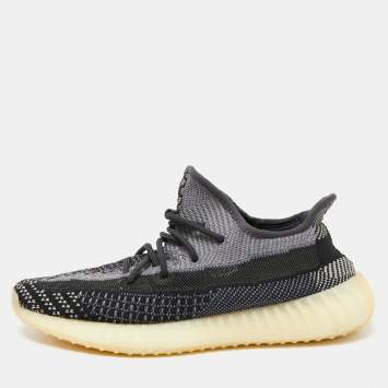 Pre Owned Yeezy x Adidas Black/White Knit Fabric Boost 350 V2 Zyon Sneakers Size 44