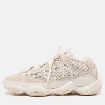 Pre Owned Yeezy x Adidas White Suede and Mesh Yeezy 500 Salt Lace Up Sneakers Size 41