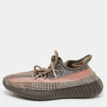 Pre Owned Yeezy x Adidas Multicolor Knit Fabric Boost 350 V2 Ash Stone Low Top Sneakers Size 37 1/3