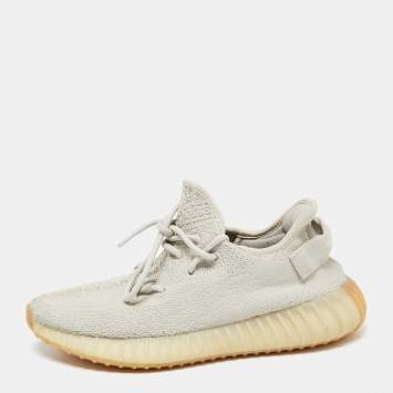 Pre Owned Yeezy x Adidas Grey Knit Boost 350 V2  Sneakers Size 42