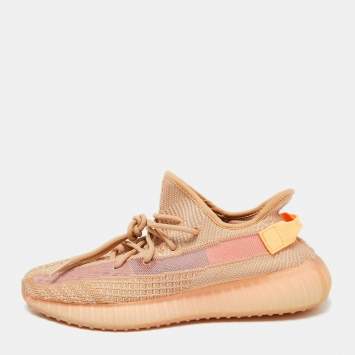 Pre Owned Yeezy x Adidas Orange Mesh And Fabric 350 V2 Mono Clay Sneakers Size 44