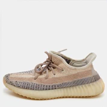 Pre Owned Yeezy x Adidas Multicolor Knit Fabric Boost 350 V2 Ash Pearl Sneakers Size 38 2/3