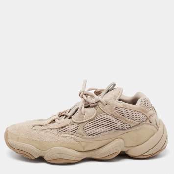 Pre Owned Yeezy x Adidas Beige Suede And Mesh Yeezy 500 Lace Up Sneakers Size 43 1/3