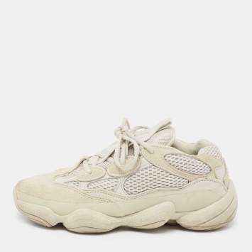 Pre Owned Yeezy x Adidas Beige Mesh And Suede Yeezy 500 Blush Sneakers Size 39 1/3