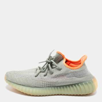Pre Owned Adidas x Yeezy Grey Fabric Boost 350 V2 Desert Sage Sneakers Size 42.5
