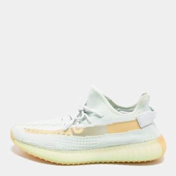 Pre Owned Yeezy x Adidas Mint Green Knit Fabric Boost 350 V2 Hyperspace Sneakers Size 46