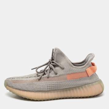 Pre Owned Yeezy x Adidas Grey Knit Fabric Boost 350 V2 True Form Sneakers Size 46