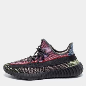 Pre Owned Yeezy x adidas Black Knit Fabric Boost 350 V2 Yecheil Low-Top Sneakers Size 46
