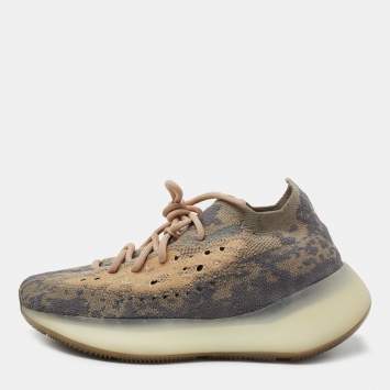Pre Owned Yeezy x Adidas Grey Knit Fabric Boost 380 Mist Low-Top Sneakers Size 39 1/3