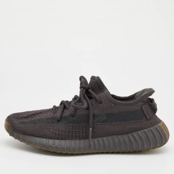 Pre Owned Yeezy x Adidas Dark Grey Knit Fabric Boost 350 V2 Cinder Low Top Sneakers Size 41 1/3