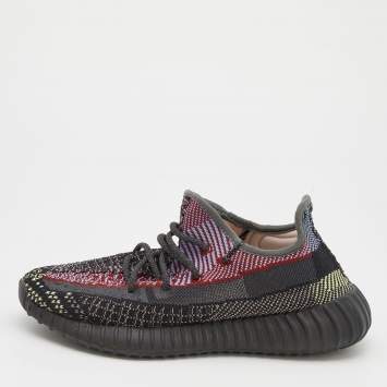 Pre Owned Yeezy x Adidas Black Knit Fabric Boost 350 V2 Yecheil Sneakers Size 40 2/3