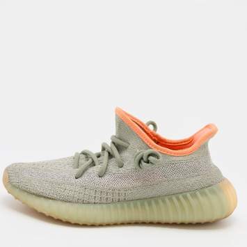 Pre Owned Yeezy x Adidas Green/Grey Knit Fabric Boost 350 V2 Desert Sage Sneakers Size 36 2/3