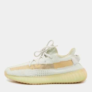 Pre Owned Yeezy x Adidas Green Knit Fabric Boost 350 V2 Cloud Sneakers Size 40