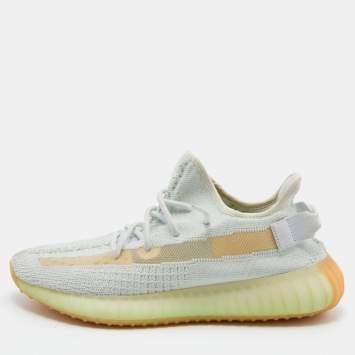 Pre Owned Yeezy x Adidas Light Green Cotton Knit Boost 350 V2 Hyperspace Sneakers Size 42 2/3