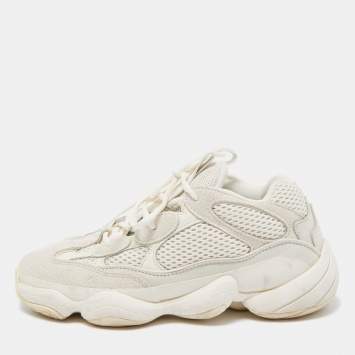 Pre Owned Yeezy x Adidas White Suede and Mesh 500 Bone White Sneakers Size 38 2/3