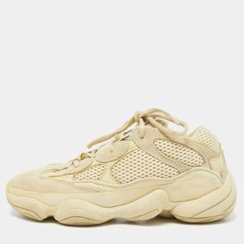 Pre Owned Yeezy x Adidas Light Yellow Mesh and Suede Yeezy 500 Super Moon Yellow Sneakers Size 38 2/3