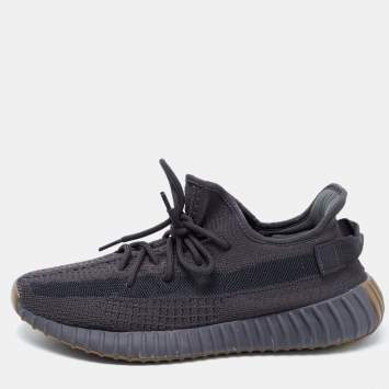 Pre Owned Yeezy x Adidas Black Knit Fabric Boost 350 V2 Cinder Sneakers Size 44