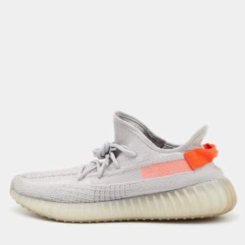 Pre Owned Yeezy x Adidas Grey Knit Fabric Boost 350 V2 Tail Light Sneakers Size 46