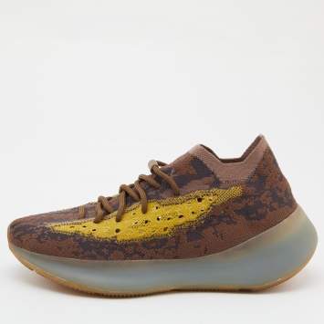 Pre Owned Yeezy x Adidas Brown/Yellow Knit Fabric and Mesh Boost 380 LMNTE Sneakers Size 42 2/3
