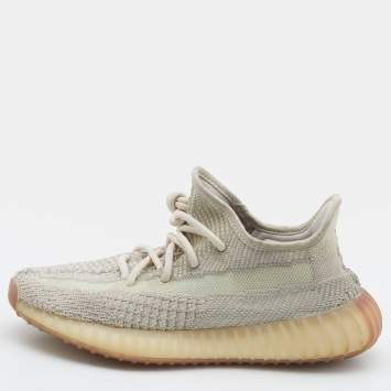 مملوكة مسبقًا Yeezy x Adidas Pale Green Knit Fabric Boost 350 V2 Citrin Non Reflective Sneakers Size 38 2/3