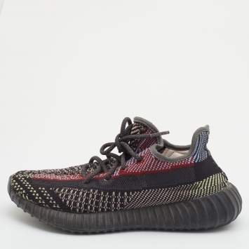 مملوكة مسبقًا Adidas Yeezy Boost Black Knit Fabric 350 V2 Yecheil (Non-Reflective) Sneakers Size 38 2/3