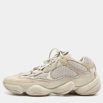 Pre Owned Yeezy x Adidas Cream Mesh, Leather and Suede 500 Blush Sneakers Size 40