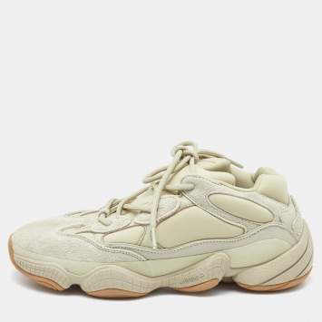 Pre Owned Yeezy x Adidas Green Neoprene and Suede Yeezy 500 Stone Sneakers Size 42