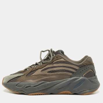 Pre Owned Yeezy x Adidas Grey Knit Fabric and Leather Boost 700 V2 Geode Sneakers Size 43 1/3