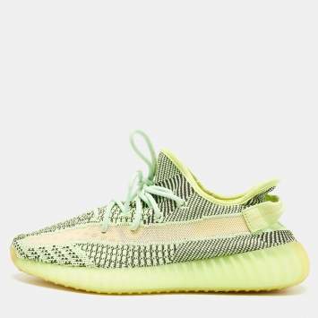 Pre Owned Yeezy x Adidas Green Knit Fabric Boost 350 V2 Yeezreel Sneakers Size 43 1/3