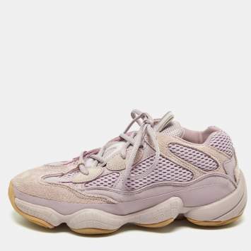 Pre Owned Yeezy x Adidas Purple Suede and Mesh Yeezy 500 Soft Vision Sneakers Size 38