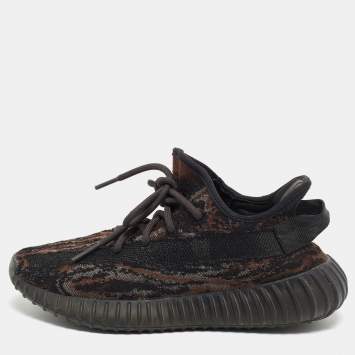 Pre Owned Yeezy x Adidas Black/Brown Knit Fabric Boost 350 V2 MX Rock Sneakers Size 38
