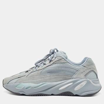 Pre Owned Yeezy x Adidas Blue Fabric and Suede Hospital Blue Boost 700 V2 Sneakers Size 45 1/3