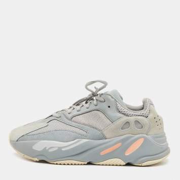 Pre Owned Yeezy x Adidas Tricolor Suede and Mesh Boost 700 Inertia Sneakers Size 42