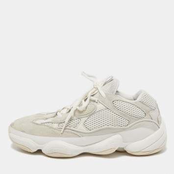 Pre Owned Yeezy x Adidas White Mesh and Suede Yeezy 500 Bone White Sneakers Size 45 1/3