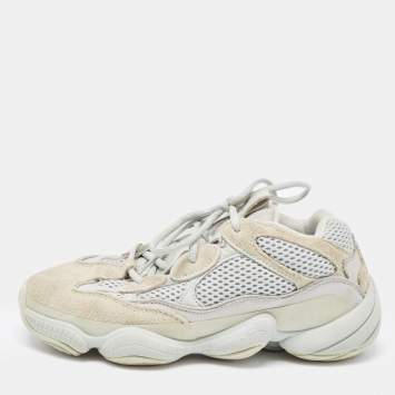Pre Owned Yeezy x Adidas Two Tone Suede and Mesh Yeezy 500 Salt Sneakers Size 38