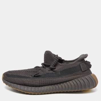 Pre Owned Yeezy x Adidas Grey Knit Fabric Boost 350 V2 Cinder Sneakers Size 43 1/3