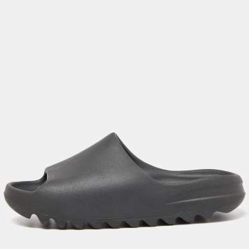 Pre Owned Yeezy x Adidas Black Rubber Onyx Flat Slides Size 43