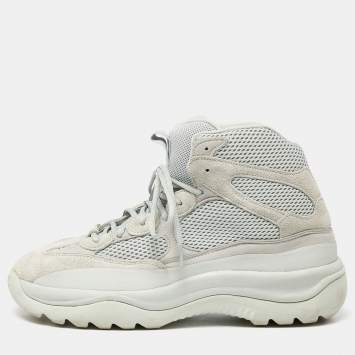 Pre Owned Yeezy x Adidas Two Tone Suede and Mesh Desert Boot Rock High Top Sneakers Size 48