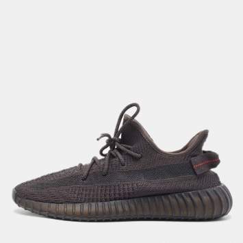 Pre Owned Adidas x Yeezy Black Knit Fabric Boost 350 V2 Cinder Sneakers Size 44 1/3